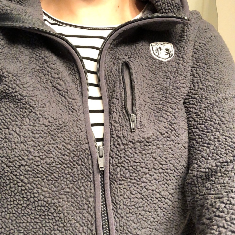 American Eagle Grey fleece hoodie Large Zip front